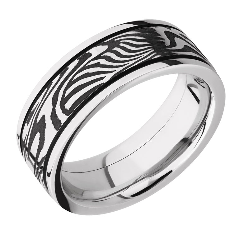 8MM COBALT CHROME W/5MM DAMASCUS INLAY BAND