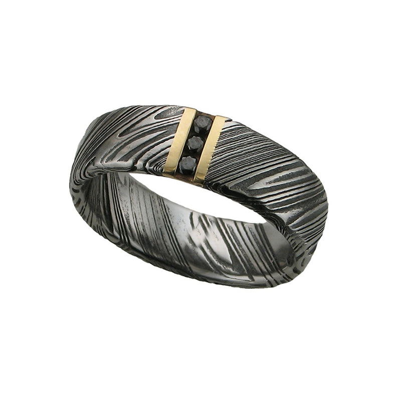 3=.09TW BLK DIA 7MM DAMASCUS/14KY BAND