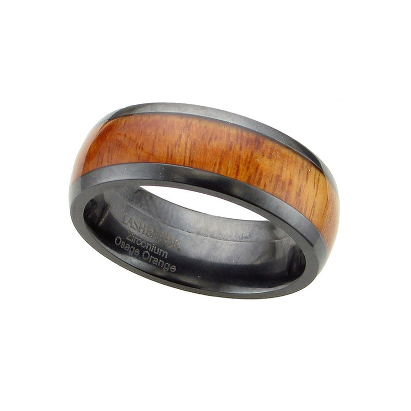 8MM BLK ZIRCONIUM W/5MM OSAGE ORANGE INLAY BAND