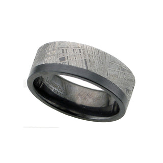 8MM BLK ZIRCONIUM W/6MM METEORITE INLAY BAND