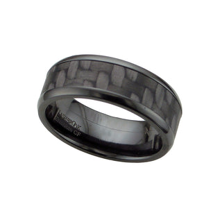 8MM BLK ZIRCONIUM W/5MM CARBON FIBER INLAY BAND