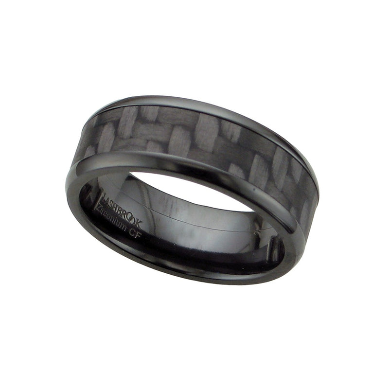 8MM BLK ZIRCONIUM W/5MM CARBON FIBER INLAY BAND