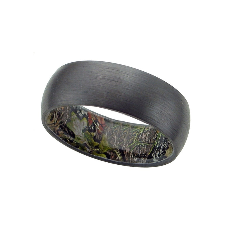 8MM BLK ZIRCONIUM W/MOSSY OAK SLEEVE BAND