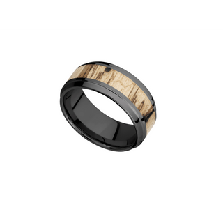 9MM BLK ZIRC W/5MM SPALTED TAMARIND INLAY BAND