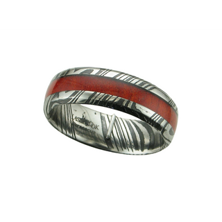 7MM DAMASCUS W/3MM PADAUK INLAY BAND