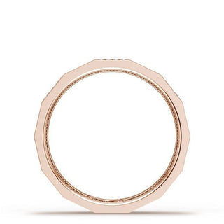 Diamond Faceted - Partial Coverage Wedding Band in Satin Finish  - 4mm