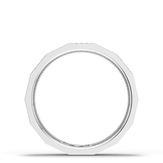 Diamond Faceted - Partial Coverage Wedding Band in Satin Finish  - 4mm