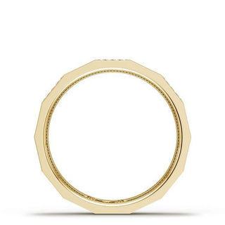 Diamond Faceted - Partial Coverage Wedding Band in Satin Finish  - 4mm
