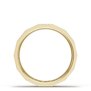 Diamond Faceted - Partial Coverage Wedding Band in Satin Finish  - 4mm