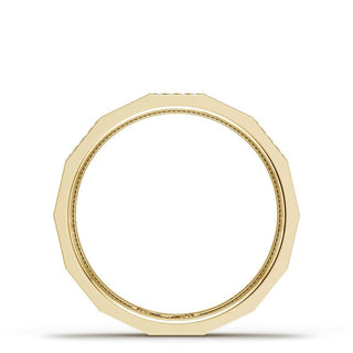 Diamond Faceted - Partial Coverage Wedding Band in Satin Finish  - 4mm