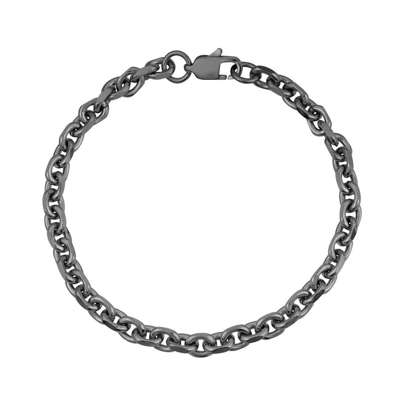 5MM OVAL LINK GUN METAL BRACELET 9"