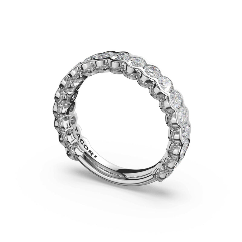 Semi-Bezel Eternity Band in 18kt White Gold