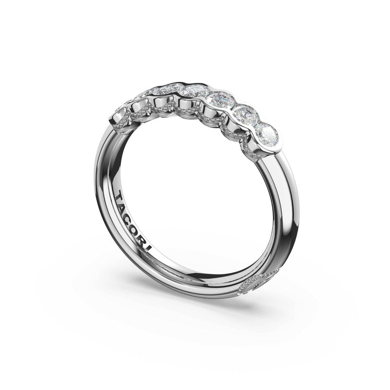 Semi-Bezel Eternity Band in 18kt White Gold