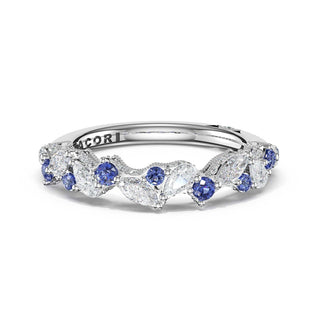 Sapphire Accent Cluster Band in Platinum
