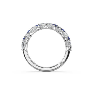 Sapphire Accent Cluster Band in Platinum