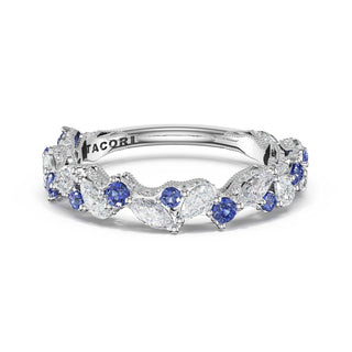 Sapphire Accent Cluster Band in Platinum