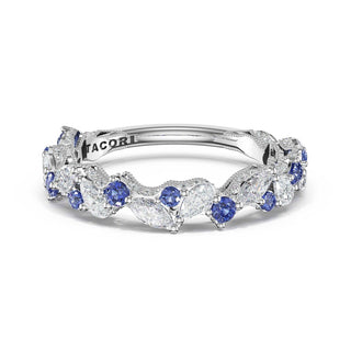 Sapphire Accent Cluster Band in 14kt White Gold