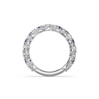Sapphire Accent Cluster Band in 14kt White Gold