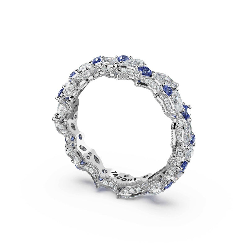 Sapphire Accent Cluster Band in Platinum