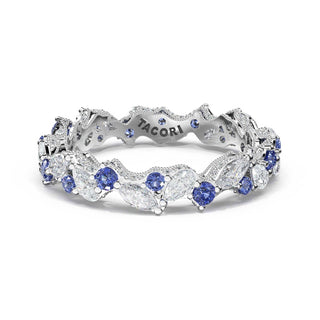 Sapphire Accent Cluster Band in 14kt White Gold