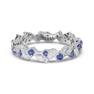 Sapphire Accent Cluster Band in 14kt White Gold