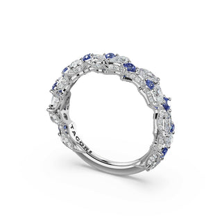 Sapphire Accent Cluster Band in 14kt White Gold
