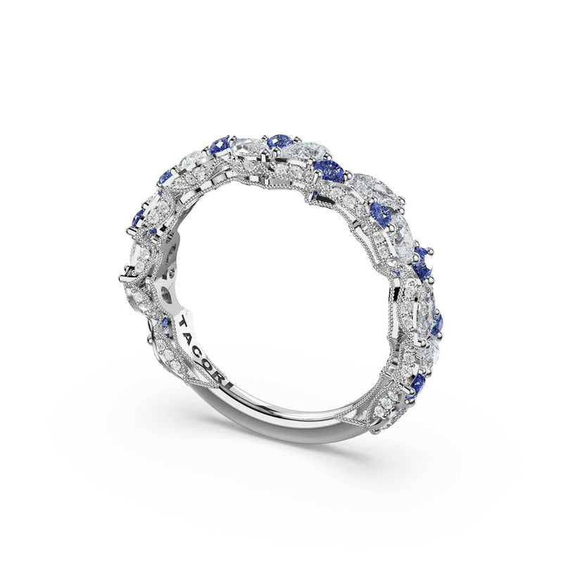 Sapphire Accent Cluster Band in 14kt White Gold