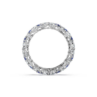 Sapphire Accent Cluster Band in 18kt White Gold