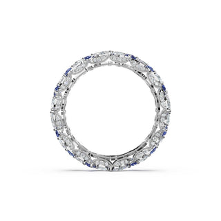 Sapphire Accent Cluster Band in 14kt White Gold