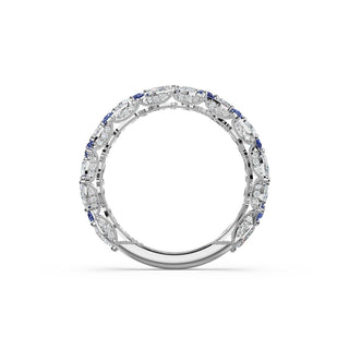 Sapphire Accent Cluster Band in 18kt White Gold