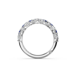 Sapphire Accent Cluster Band in 14kt White Gold
