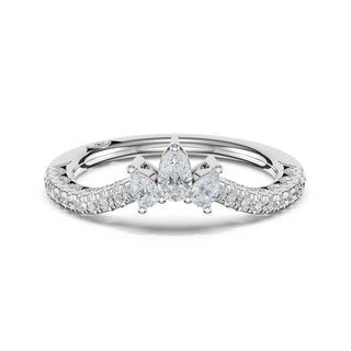 Pear Contour Wedding Band in Platinum