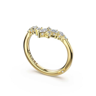 Diamond Cluster Contour Wedding Band in 14kt Yellow Gold