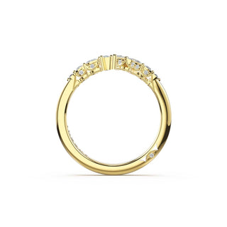 Diamond Cluster Contour Wedding Band in 14kt Yellow Gold