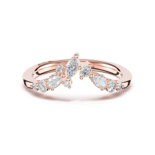 Diamond Cluster Contour Wedding Band in 14kt Rose Gold