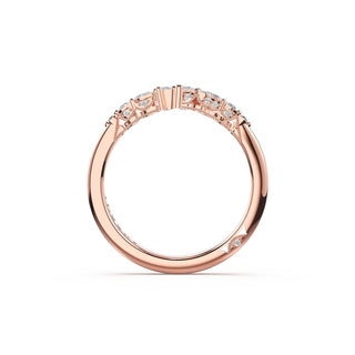 Diamond Cluster Contour Wedding Band in 14kt Rose Gold