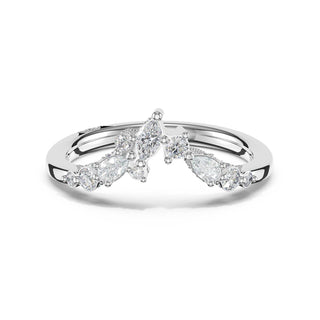 Diamond Cluster Contour Wedding Band in 14kt White Gold