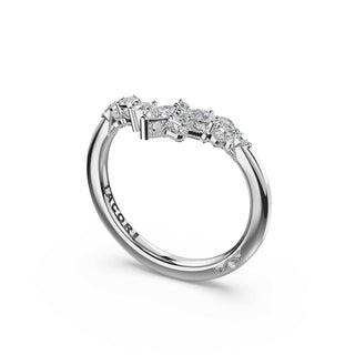 Diamond Cluster Contour Wedding Band in 18kt White Gold