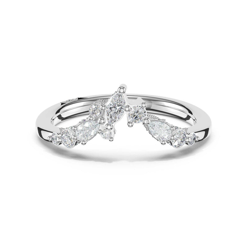 Diamond Cluster Contour Wedding Band in 18kt White Gold