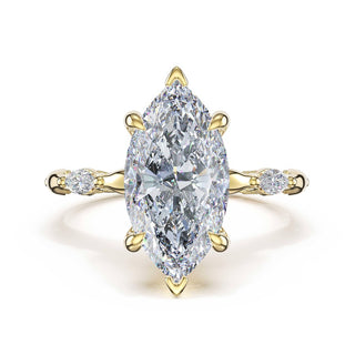 Marquise Pattern Marquise Solitaire Engagement Ring in 14kt Yellow Gold
