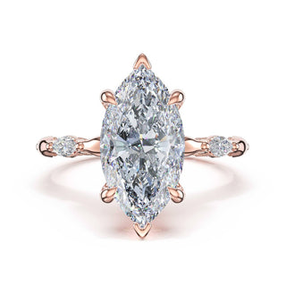 Marquise Pattern Marquise Solitaire Engagement Ring in 14kt Rose Gold