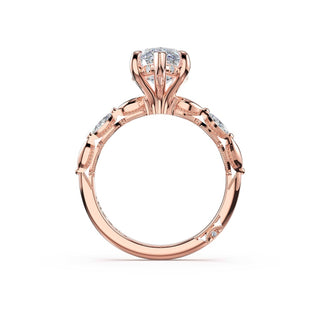 Marquise Pattern Marquise Solitaire Engagement Ring in 14kt Rose Gold