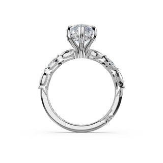 Marquise Pattern Marquise Solitaire Engagement Ring in 14kt White Gold