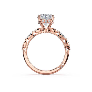 Marquise Pattern Oval Solitaire Engagement Ring in 18kt Rose Gold