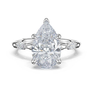 Marquise Pattern Pear Solitaire Engagement Ring in Platinum