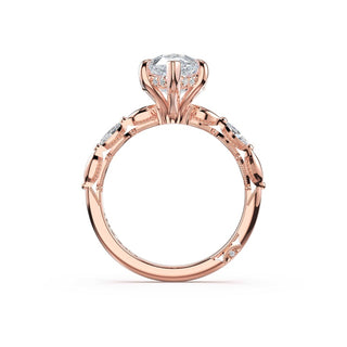 Marquise Pattern Pear Solitaire Engagement Ring in 14kt Rose Gold