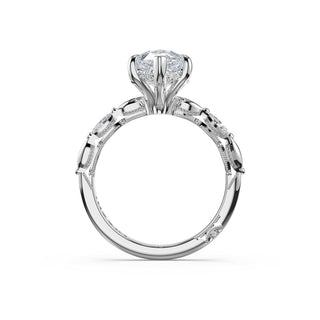 Marquise Pattern Pear Solitaire Engagement Ring in 14kt White Gold