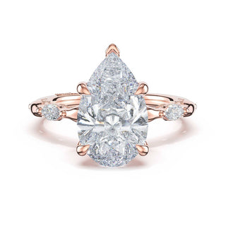 Marquise Pattern Pear Solitaire Engagement Ring in 18kt Rose Gold