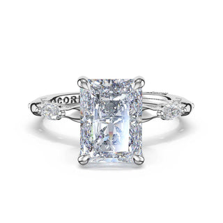 Marquise Pattern Radiant Solitaire Engagement Ring in Platinum
