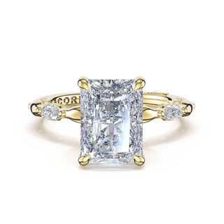 Marquise Pattern Radiant Solitaire Engagement Ring in 14kt Yellow Gold